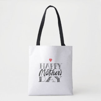Black and White Mother's Day Lettering & Heart Tasche