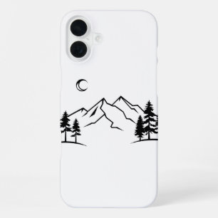 Black and White Mountain Phone Case iPhone 16 Plus Hülle