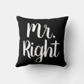 Black and White Mr Right Husband/Boyfriend Kissen (Rückseite)