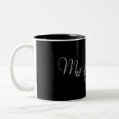 Black and White Mr. und Mrs. Established Foto Zweifarbige Tasse (Links)