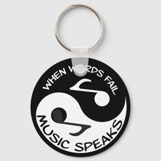 Black and White Music Note Modern Musical Schlüsselanhänger (Vorderseite)