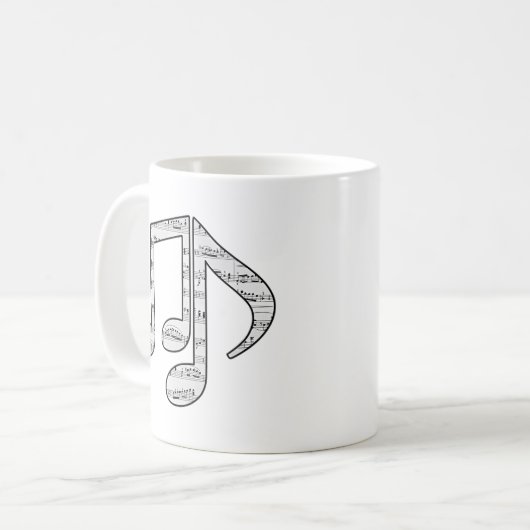 Black and White Music Notes Kaffeetasse (Vorderseite Links)