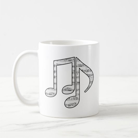 Black and White Music Notes Kaffeetasse (Links)