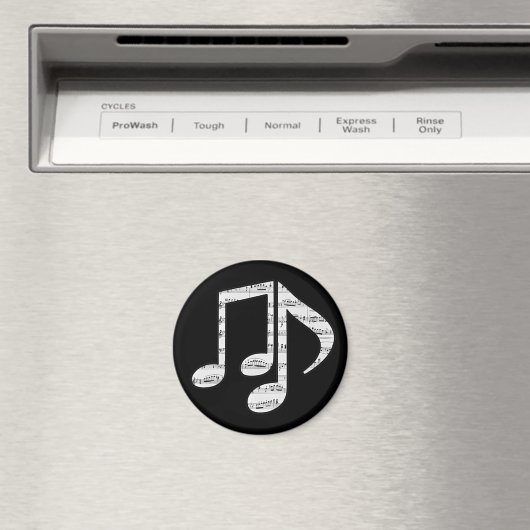 Black and White Music Notes Magnet (In Situ (Geschirrspüler))