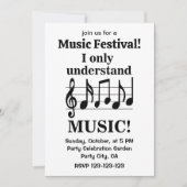 Black and White Music Notes Music Festival Einladung (Vorderseite)