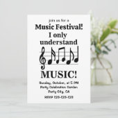 Black and White Music Notes Music Festival Einladung (Stehend Vorderseite)