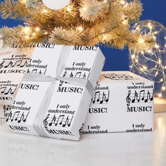 Black and White Music Notes Musician Birthday Geschenkpapier (Feiertage)