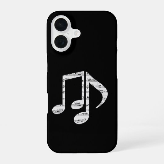 Black and White Music Notes Phone Case iPhone 16 Hülle (Rückseite)