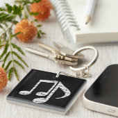 Black and White Music Notes Schlüsselanhänger (Vorderseite rechts)