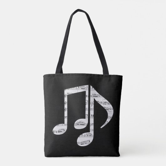 Black and White Music Notes Tasche (Rückseite)
