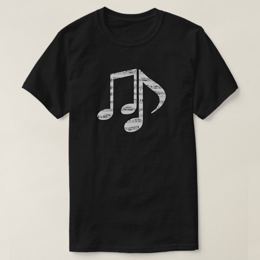 Black and White Music Notes Unisex T-Shirt (Design vorne)