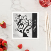 Black and White Music Treble Clef Tree Napkins 2 Serviette (Beispiel)