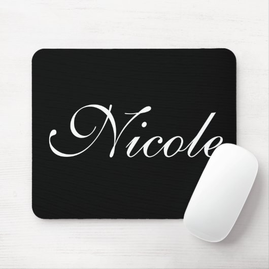 Black and White Name Mousepad (Mit Mouse)