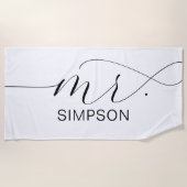 Black and White New Bride Personalisiert Strandtuch (Vorderseite)