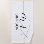 Black and White New Bride Personalisiert Strandtuch (Vorderseite)