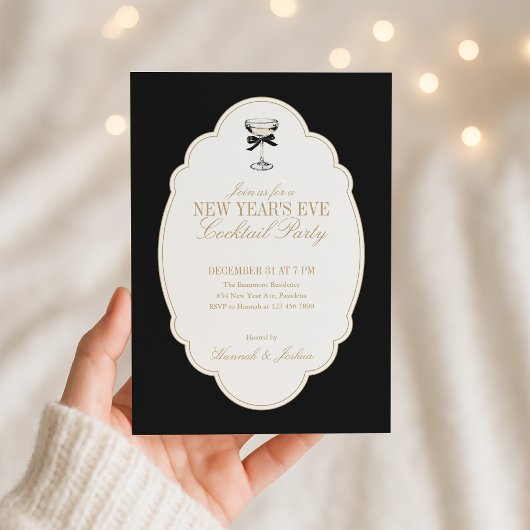 Black and White New Year's Eve Party Invitation Einladung