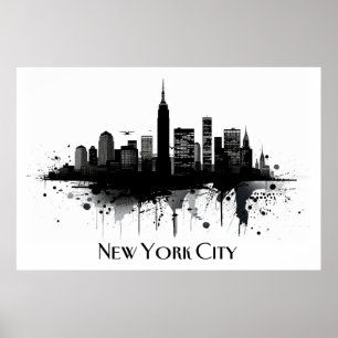 Black and White New York City Skyline Poster