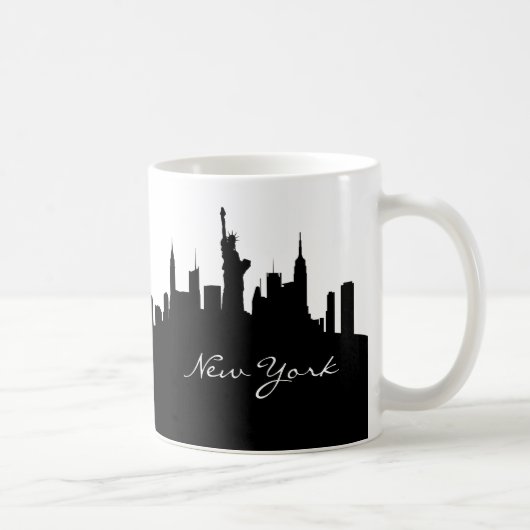 Black and White New York Skyline Kaffeetasse (Rechts)