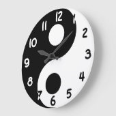 Black and White Numbers Yin Yang Große Wanduhr (Winkel)