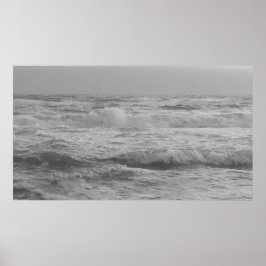 Black and White Ocean Waves Poster