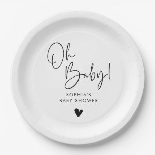 Black and White Oh Baby Moderne Babydusche Boho Pappteller