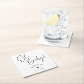 Black and White Oh Baby Moderne Babydusche Boho Rechteckiger Pappuntersetzer (Vor Ort)