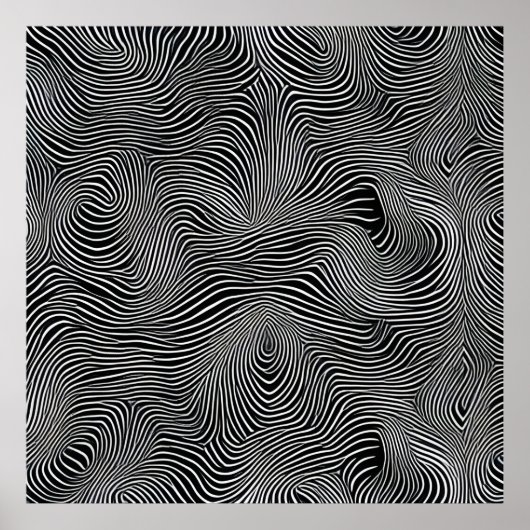 Black and White Op Art Swirl Pattern Poster (Vorne)