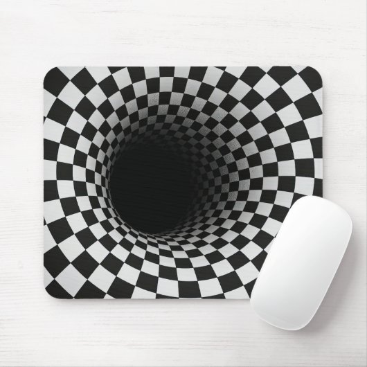 Black and White Optical Illusion Hole Mousepad (Mit Mouse)