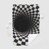 Black and White Optical Illusion Tunnel Golfhandtuch (Insitu)