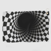 Black and White Optical Illusion Tunnel Golfhandtuch (Horizontal)