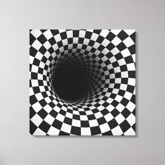 Black and White Optical Illusion Tunnel Leinwanddruck (Vorderseite)