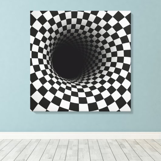 Black and White Optical Illusion Tunnel Leinwanddruck (Insitu (Holzboden))