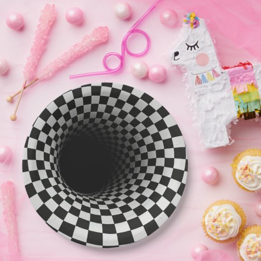 Black and White Optical Illusion Tunnel Pappteller (Party)