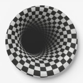 Black and White Optical Illusion Tunnel Pappteller (Vorderseite)