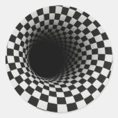 Black and White Optical Illusion Tunnel Runder Aufkleber (Vorderseite)