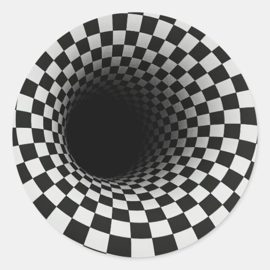 Black and White Optical Illusion Tunnel Runder Aufkleber (Vorderseite)