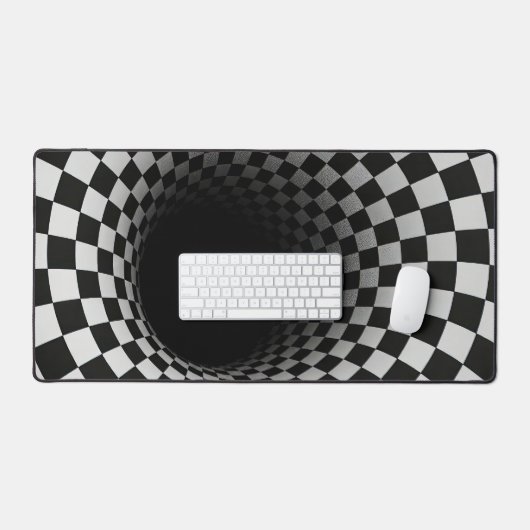 Black and White Optical Illusion Tunnel Schreibtischunterlage (Tastatur & Maus)