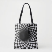 Black and White Optical Illusion Tunnel Tasche (Vorderseite)