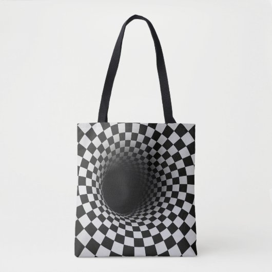 Black and White Optical Illusion Tunnel Tasche (Vorderseite)