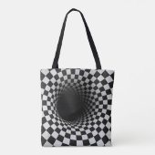 Black and White Optical Illusion Tunnel Tasche (Rückseite)