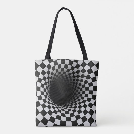 Black and White Optical Illusion Tunnel Tasche (Rückseite)