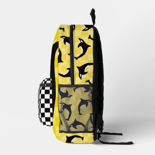 Black And White Orca Killer Whale Check Bedruckter Rucksack (Rechts)
