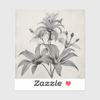 black and white outline art of endangered plant aufkleber