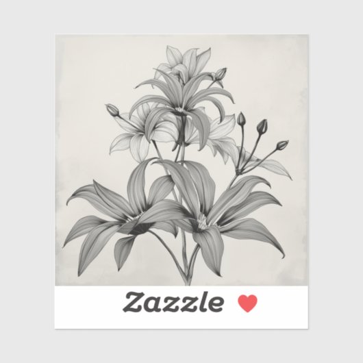 black and white outline art of endangered plant  aufkleber (Blatt)