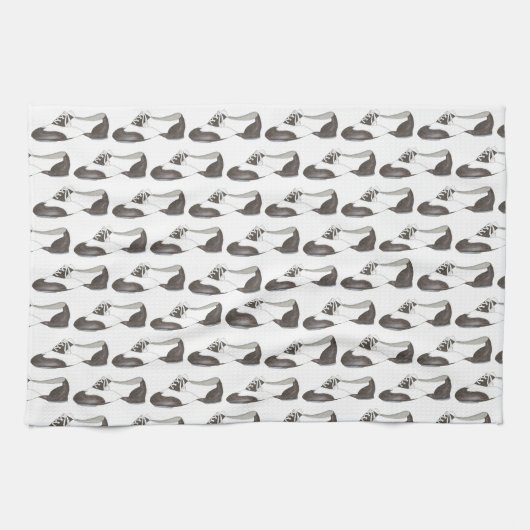 Black and White Oxford Stich Shoe Dance Teacher Gi Geschirrtuch (Horizontal)