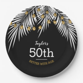 Black and White Palms 50th Birthday Party Pappteller