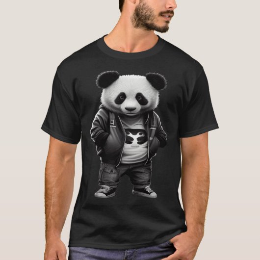 Black and white panda with cool cute sportswear T-Shirt (Vorderseite)