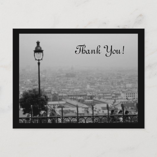 Black and White Paris Scene Vielen Dank Postkarte (Vorderseite)