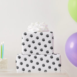 Black and White Paw Print Pattern Geschenkpapier