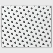 Black and White Paw Print Pattern Geschenkpapier (Flach)